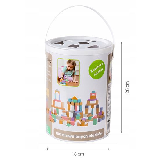 Dřevěné kostky v boxu - 100ks