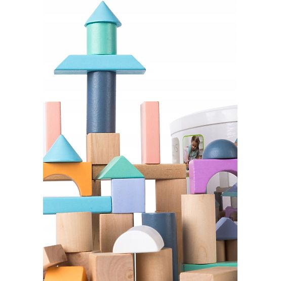 Dřevěné kostky v boxu - 100ks