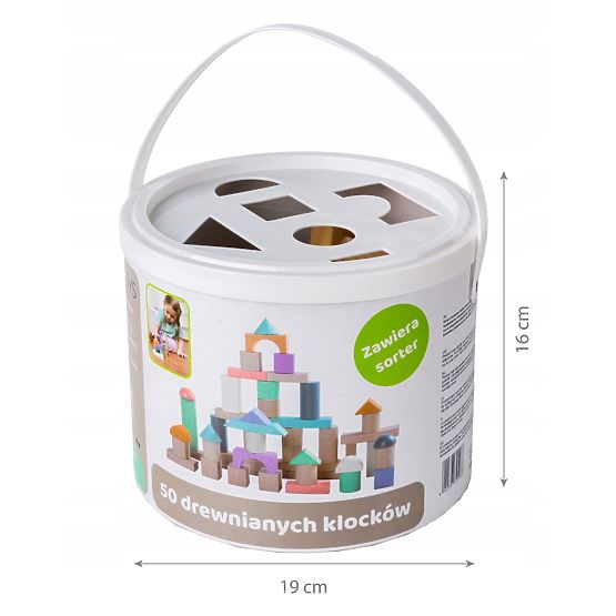 Dřevěné kostky v boxu - 50ks