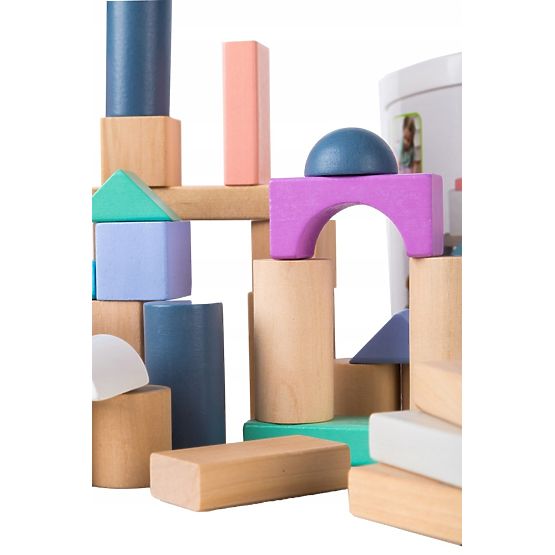 Dřevěné kostky v boxu - 50ks