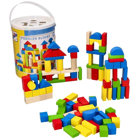 Dřevěné kostky v kbelíku 100 ks