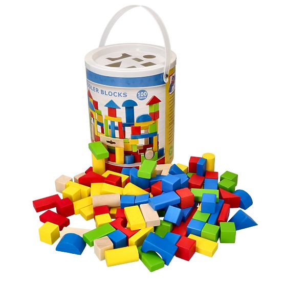 Dřevěné kostky v kbelíku 100 ks