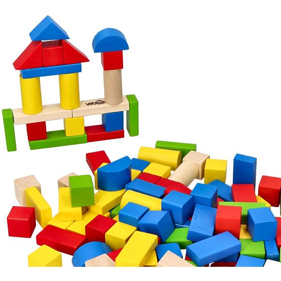 Dřevěné kostky v kbelíku 100 ks