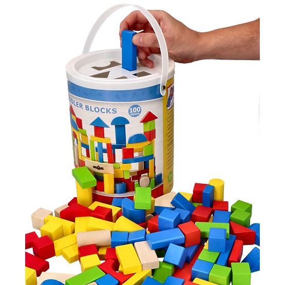 Dřevěné kostky v kbelíku 100 ks