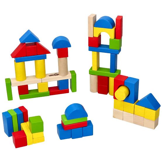 Dřevěné kostky v kbelíku 100 ks