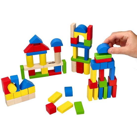 Dřevěné kostky v kbelíku 100 ks