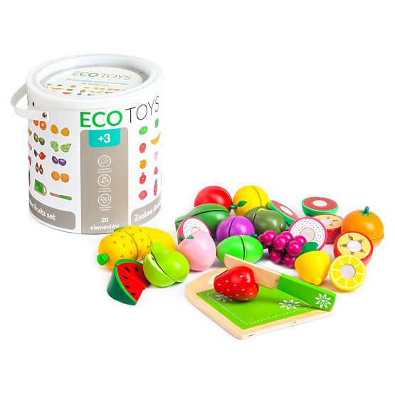 Dřevěné ovoce na krájení 20 kusů ECOTOYS