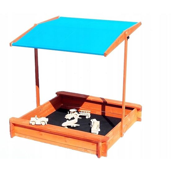 Dřevěné pískoviště s lavičkami a stříškou 120 x 120 - modrá 