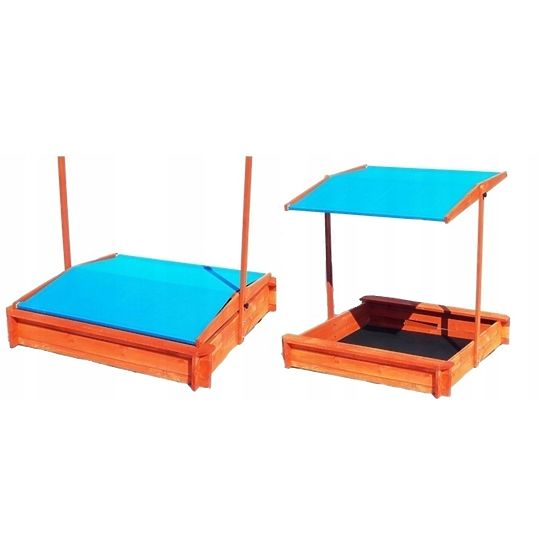 Dřevěné pískoviště s lavičkami a stříškou 120 x 120 - modrá 