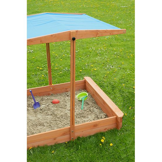 Dřevěné pískoviště s lavičkami a stříškou 120 x 120 - modrá 