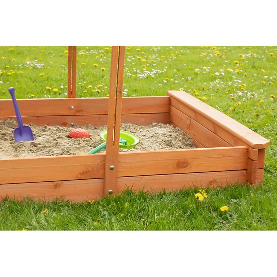 Dřevěné pískoviště s lavičkami a stříškou 120 x 120 - modrá 