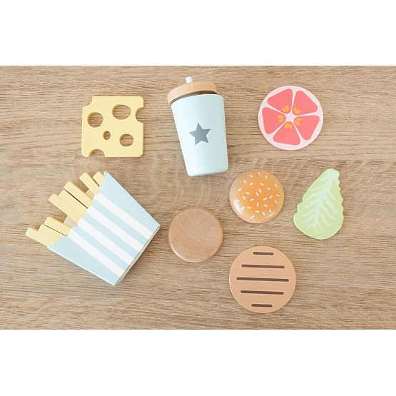 Dřevěné potraviny - krájení - French fries meal set