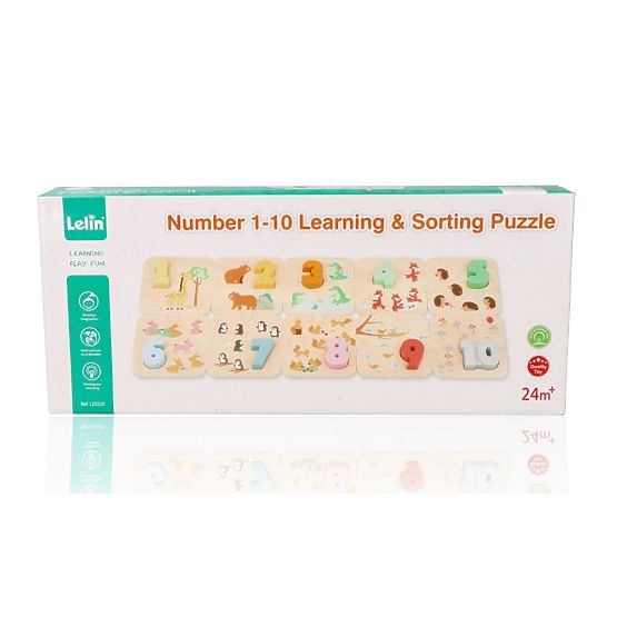 Dřevěné puzzle se zvířátky - učení čísel Montessori
