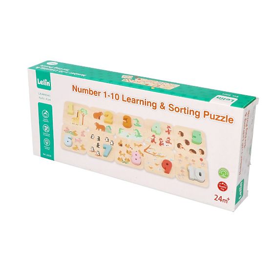 Dřevěné puzzle se zvířátky - učení čísel Montessori