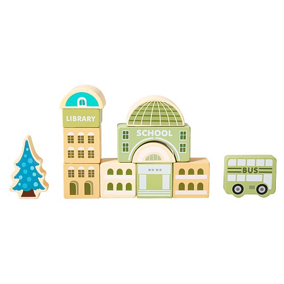 Dřevěné vzdělávací kostky město podložka 121 kusů ECOTOYS