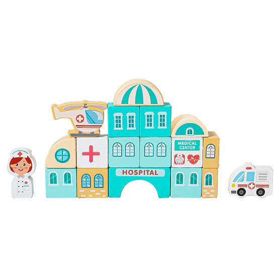 Dřevěné vzdělávací kostky město podložka 121 kusů ECOTOYS