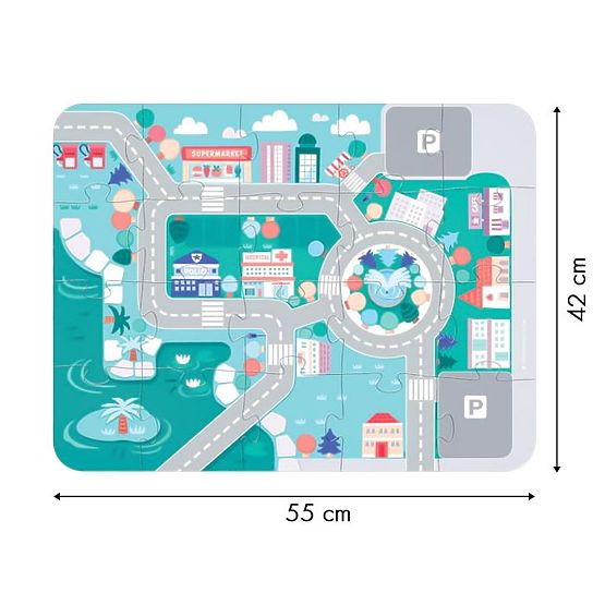 Dřevěné vzdělávací kostky město s podložkou 115 ks ECOTOYS