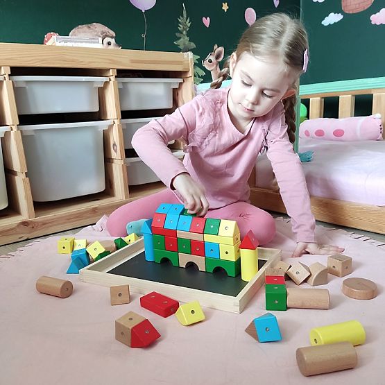 Dřevěno-magnetické kostky WABI, 40 prvků