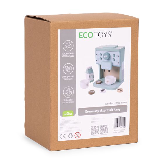 Dřevěný dětský kávovar baristická sada 8 kusů ECOTOYS