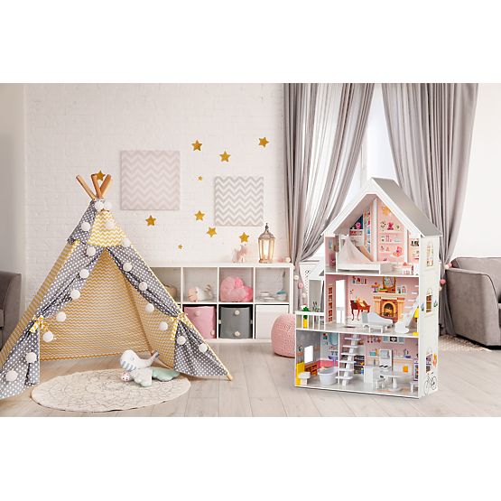 Dřevěný domeček pro panenky Pastelová rezidence