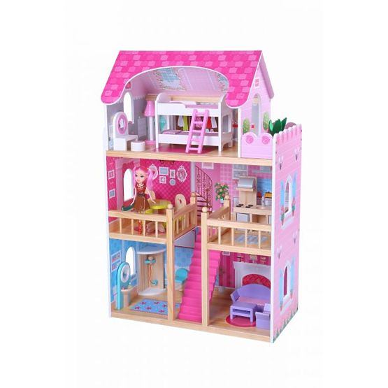 Dřevěný domeček pro panenky Růžová rezidence