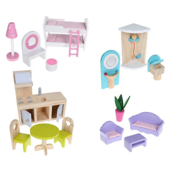 Dřevěný domeček pro panenky Růžová rezidence