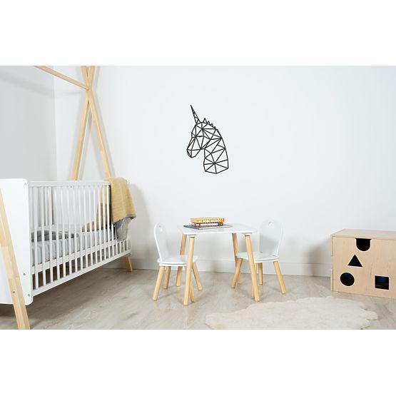 Dřevěný geometrický obraz - Jednorožec - různé barvy Barva: černá