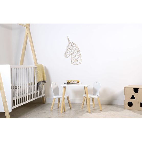 Dřevěný geometrický obraz - Jednorožec - různé barvy Barva: přírodní