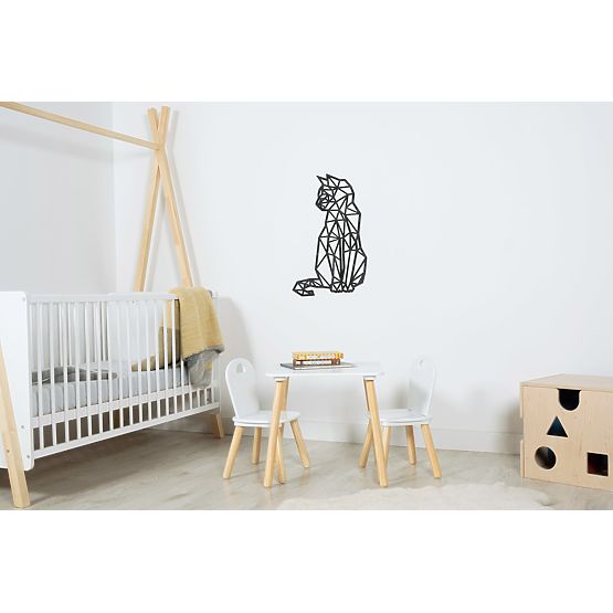 Dřevěný geometrický obraz - Kočka - různé barvy Barva: černá