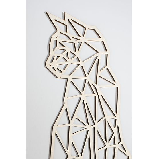 Dřevěný geometrický obraz - Kočka - různé barvy Barva: přírodní