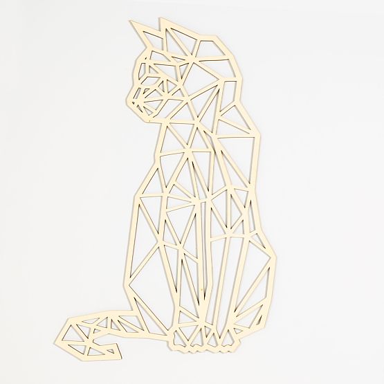 Dřevěný geometrický obraz - Kočka - různé barvy Barva: přírodní