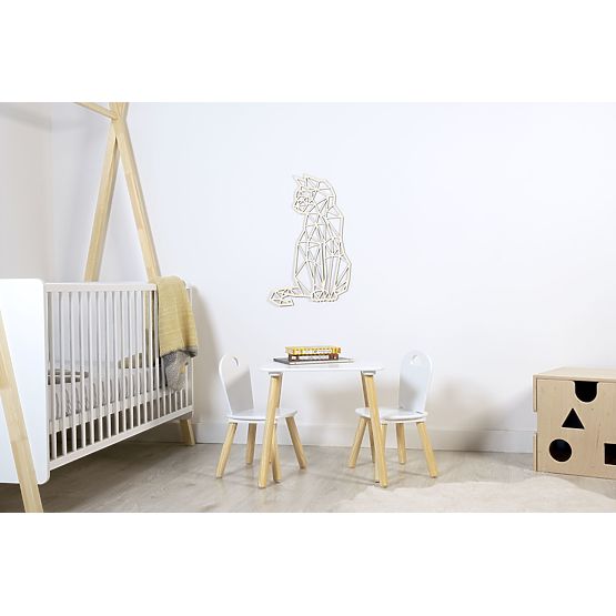 Dřevěný geometrický obraz - Kočka - různé barvy Barva: přírodní