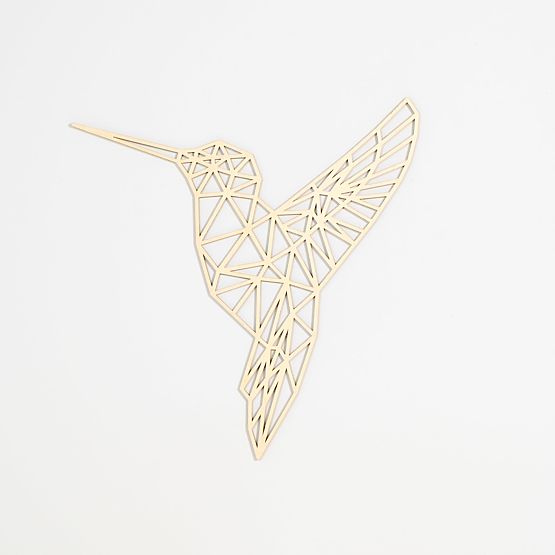 Dřevěný geometrický obraz - Kolibřík - různé barvy Barva: přírodní