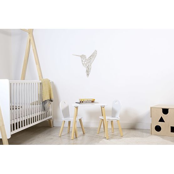 Dřevěný geometrický obraz - Kolibřík - různé barvy Barva: přírodní