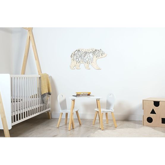 Dřevěný geometrický obraz - Medvěd Hory - různé barvy Barva: přírodní