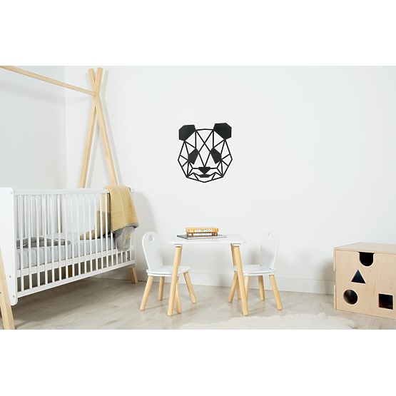 Dřevěný geometrický obraz - Panda - různé barvy Barva: černá