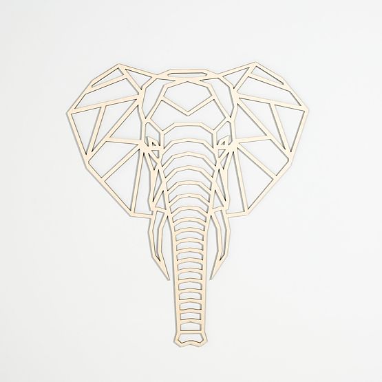 Dřevěný geometrický obraz - Slon - různé barvy Barva: přírodní