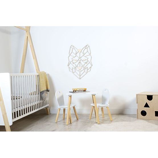 Dřevěný geometrický obraz - Vlk - různé barvy Barva: přírodní