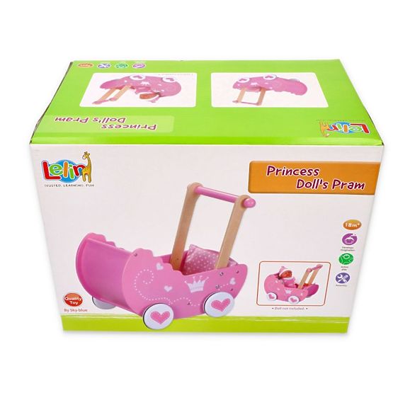 Dřevěný kočárek pro panenky Lelin
