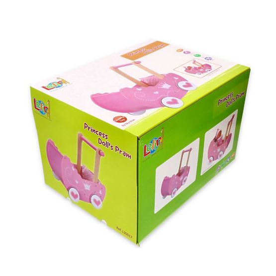 Dřevěný kočárek pro panenky Lelin