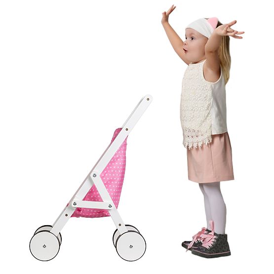 Dřevěný kočárek pro panenky hole - chodítko