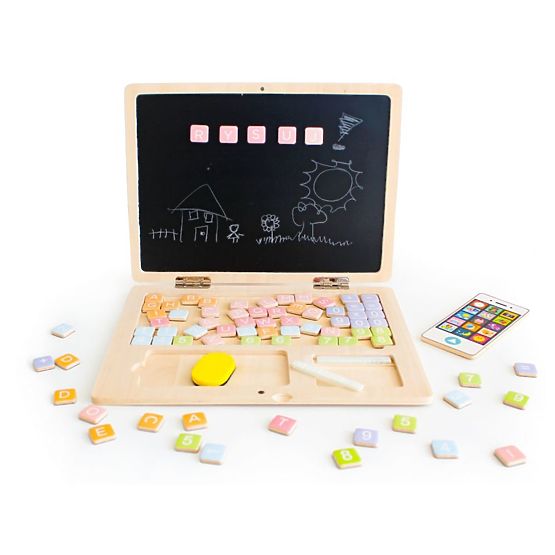 Dřevěný magnetický notebook bílý