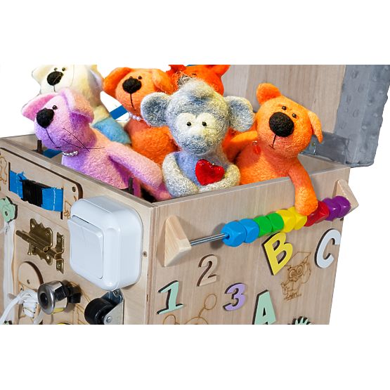 Dřevěný Montessori Activity taburet - přírodní / šedý