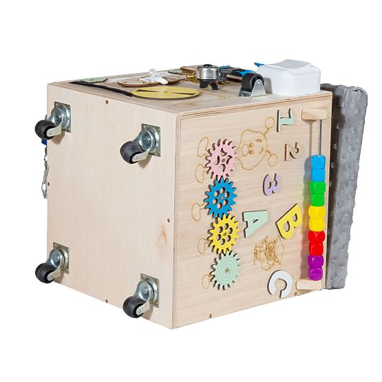 Dřevěný Montessori Activity taburet - přírodní / šedý