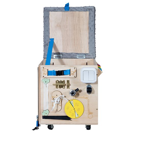 Dřevěný Montessori Activity taburet - přírodní / šedý