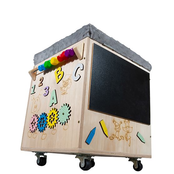 Dřevěný Montessori Activity taburet - přírodní / šedý