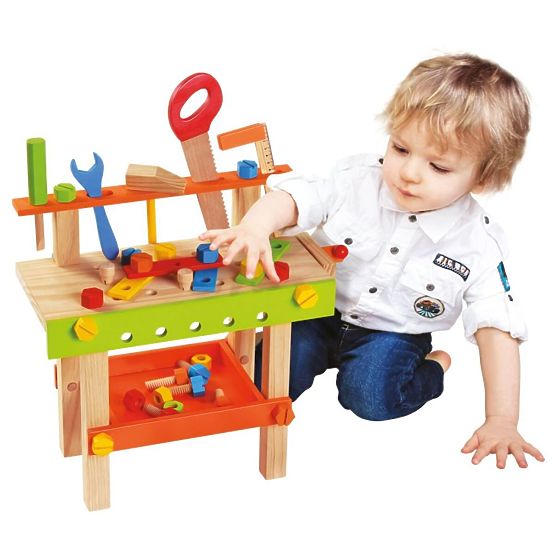 Dřevěný ponk s nářadím Bino