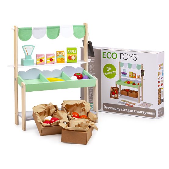 Dřevěný prodejní stánek se zeleninou