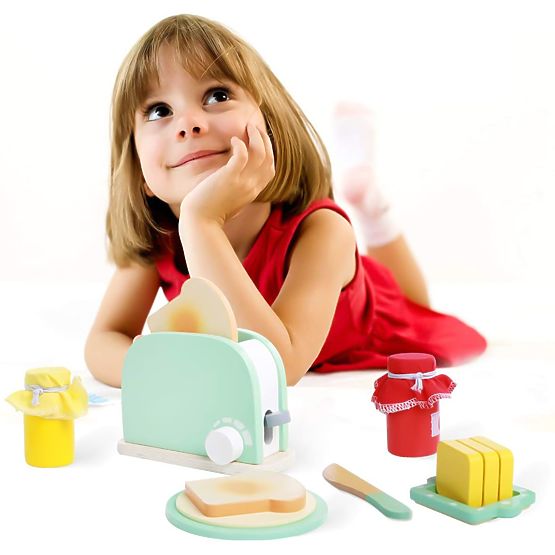 Dřevěný toustovač s příslušenstvím