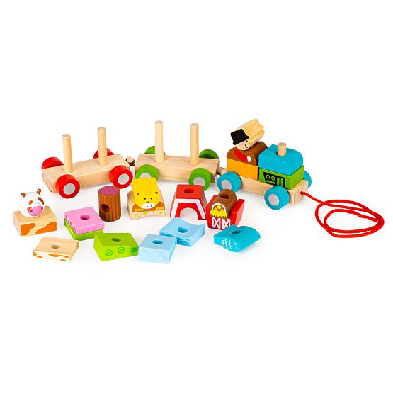 Dřevěný vláček se zvířátky